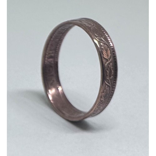1920 Canada One Cent Coin Ring Size 11