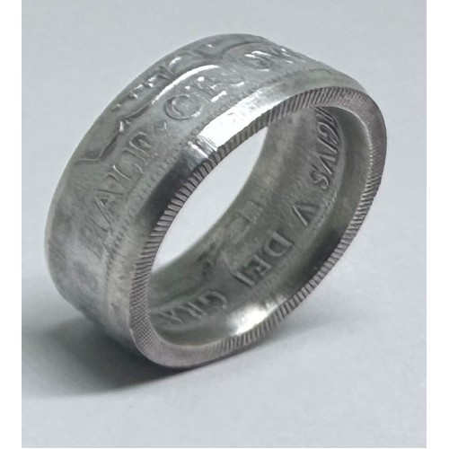 1929 UK Half Crown Coin Ring Size 6.5