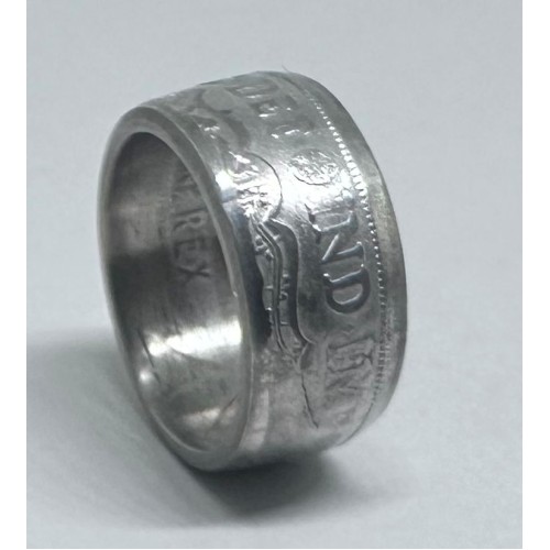 1929 UK Half Crown Coin Ring Size 6.5