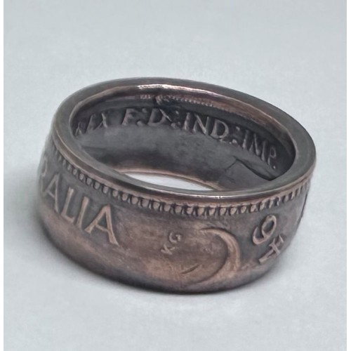 1946 Australia Penny Coin Ring Size 9