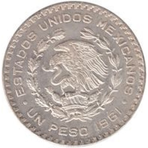 1961 Mexico 1 Peso Coin Ring Size 10.5
