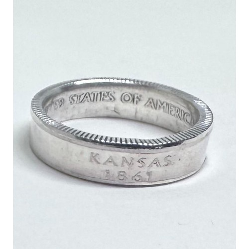 2005 Kansas Silver Proof Statehood Quarter Coin Ring Size 7
