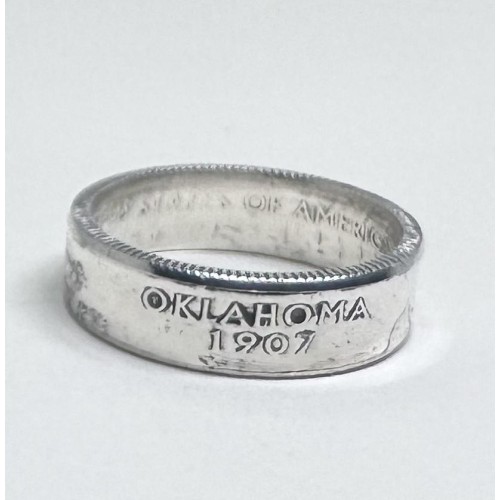 2008 Oklahoma Silver Proof Statehood Quarter Coin Ring Size 8