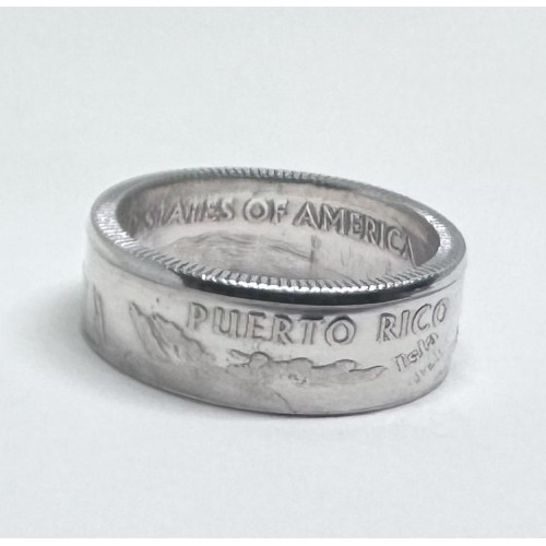 2009 Puerto Rico Silver Proof Quarter Coin Ring Size 6.25